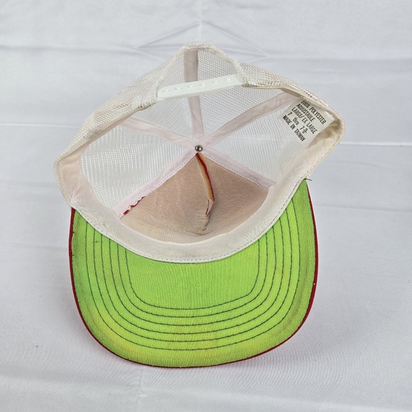 Vintage Mesh Rope Trucker Snapback Hat Red and White - Picture 5 of 7